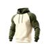 Men's Retro American Style Pullover Hoodie With Color Block Design, Fleece Lined, Relaxed Fit, Long Sleeve, Zipper Front, Casual Streetwear For Winter_viptrois.com
