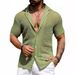 Men's Clothing Casual Shirts Summer Fashion Cool Breathable Men's Cardigan Solid Color Short Sleeved Tops Knitted Men's Shirts_viptrois.com