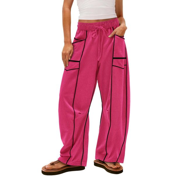 Men's Clothing Hot Sale Women's Loose Wide Leg Pants Casual Summer Wide Leg Pants Drawstring Waist Casual Pants Sweatpants_viptrois.com