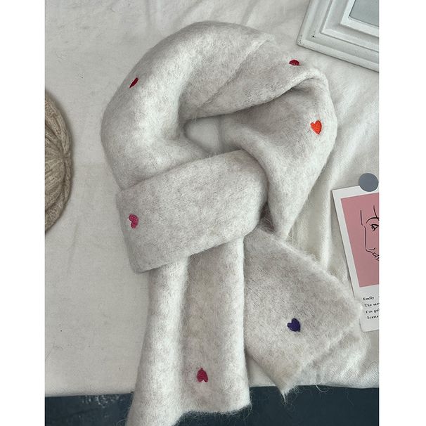 Love solid color knitted short scarf for women winter thick warm students sweet soft plush neck scarf autumn high end_viptrois.com