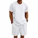 Men's Heavyweight Cotton-Terry Short Sleeve Tee & Shorts Set | Casual Loungewear Solid Color Comfort Outfit_viptrois.com