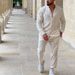 Men's Linen Long-Sleeve Shirt & Pants Set – Breathable Summer Casual Outfit In White/Black/Khaki (S-XXXL, Lightweight & Wrinkle-Resistant)_viptrois.com