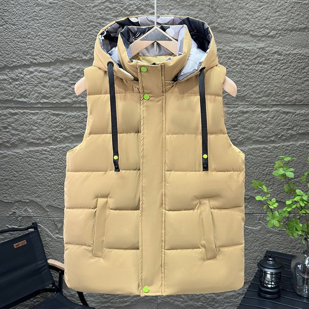 Men's Clothing Cotton Vest Winter Men's New Style Hooded Cotton Waistcoat Vest Jacket Work Clothes Class Uniform Printing Logo_viptrois.com