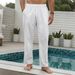 Men's Clothing Four Seasons New Solid Color Jacquard Drawstring Trousers Loose Casual Sports Straight Trousers_viptrois.com