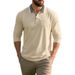 Spring And Autumn American Loose Men's Simple Solid Color Polo Shirt Long Sleeve T Shirt_viptrois.com