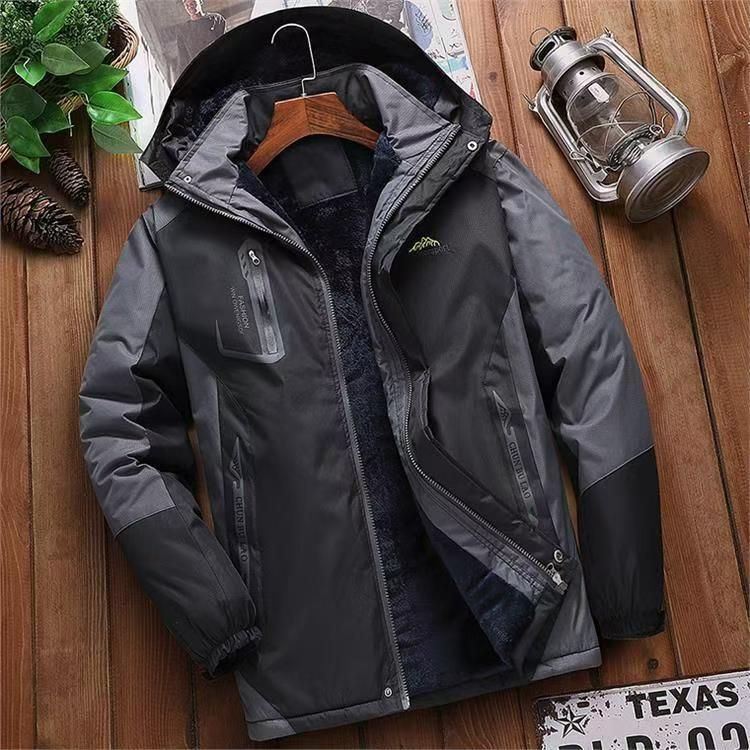 Men's Winter Thermal Jacket – Waterproof Work & Outdoor Coat With Fleece Lining (XL-5XL, Black/Red/Blue/Olive, PU 5000mm, Windproof)_viptrois.com