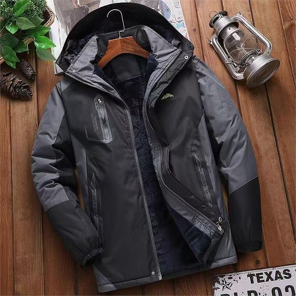 Men's Winter Thermal Jacket – Waterproof Work & Outdoor Coat With Fleece Lining (XL-5XL, Black/Red/Blue/Olive, PU 5000mm, Windproof)_viptrois.com