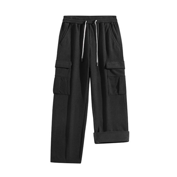Heavyweight Corduroy Pants – Vintage Relaxed Fit With Fleece Lining (Black/Coffee/Burgundy/Khaki)_viptrois.com