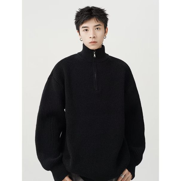 Hong Kong Cable Knit Cardigan For Men Winter American High Street Lazy Style Couple Knitwear Casual Versatile Sweater_viptrois.com