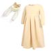 Kids’ Clothing Girls Spring and Autumn Long Sleeve Round Neck Dress Bow Headband 3 Piece Set_viptrois.com