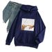 2024 New Women's Clothing Autumn Winter Funny Adam's Hand Of Creation And Cat Hooded Sweatshirt_viptrois.com