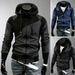 Men's Clothing Autumn and Winter New Men's Personality Colorblock Double Zipper Hooded Cardigan Slim Sweater 702_viptrois.com