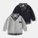 Children's Fake Two Piece Sweatshirt Wholesale 2025 New Korean Version Boy Baby Shirt Collar Splicing Sweatshirt One Piece Drop Shipping_viptrois.com