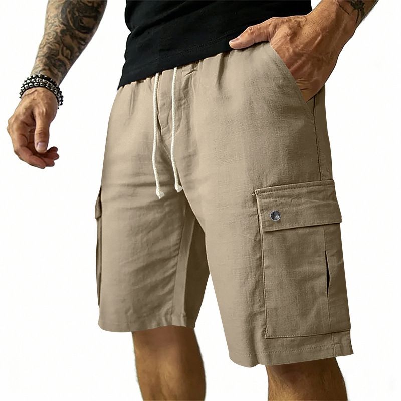 Men's Casual Tactical 5-Point Shorts Style Outdoor Workwear Loose Fit Cotton Linen Bamboo Blend Stretch For Sports_viptrois.com