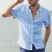 Men's Clothing 2025 New European And American Summer Short Sleeve Tops Casual Cardigan Foreign Trade Men's Shirt Men's Solid Color Shirt_viptrois.com