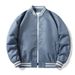 Men's Vintage Bomber Jacket - Solid Color Casual Pilot Coat With Zip Details, Lightweight Nylon Baseball Style Loose Fit Jacket For Autumn_viptrois.com