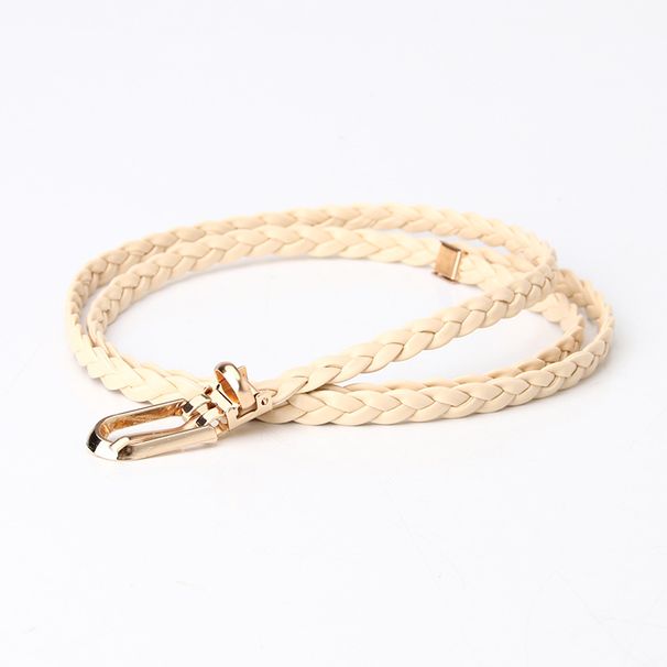 ladies knotted decorative woven belt candy color small belt simple personalized clip buckle belt _viptrois.com