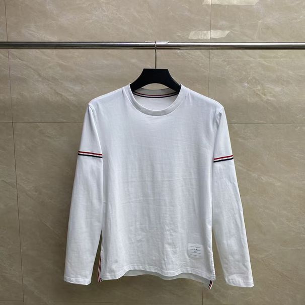 TB Factory Direct Sale Autumn Winter New Double Red White Blue Ribbon Long Sleeve T-S Unisex Casual Versatile_viptrois.com
