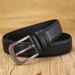 Men's Belts, Embossed Leather Open Edge Pin Buckle Belts, Genuine Cowhide Casual Trendy Men's Belts_viptrois.com