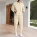 Men's Clothing Waffle Knit Hoodie & Jogger Set - Zip-Up Fleece Tracksuit For Winter, Casual Loungewear (Black/ Grey/ Khaki) - S-XXXL_viptrois.com