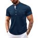 Men's Clothing Men's Outdoor Round Neck Open Tube Henry Short Sleeve Bottom T Shirt Pocket Men's Polo Shirt_viptrois.com