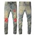 Men's Clothing American Street Denim Casual Trousers Men's Handsome Youth Blue Ripped Skinny Jeans 6552_viptrois.com