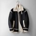 Men's Fashion Color-Block Fleece-Lined Faux Leather Jacket – Winter Warm Thickened Coat With Notched Lapel (M-3XL, Black/Grey/Brown)_viptrois.com