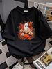 GLIGLITTR Girls Halloween Ghost T Shirt Pumpkin Floral Graphic Tee Tops Spooky Season Casual Short Sleeve Shirt Female Stylish Unisex Stretched Women Top Graphic Tees Slightly Streetwear Summer Top For Everyday Wear Women T-Shirt For Women Casual_viptrois.com