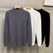 Men's Clothing Plush And Thickened Fleece Half High Collar Sweater Winter Soft And Warm White Mid Neck Knitted Bottoming Shirt_viptrois.com