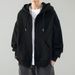 Cardigan Jacket Men's Spring And Autumn Large Size Solid Color Versatile Casual Sports Loose Versatile Hooded Sweater Zipper Jacket_viptrois.com