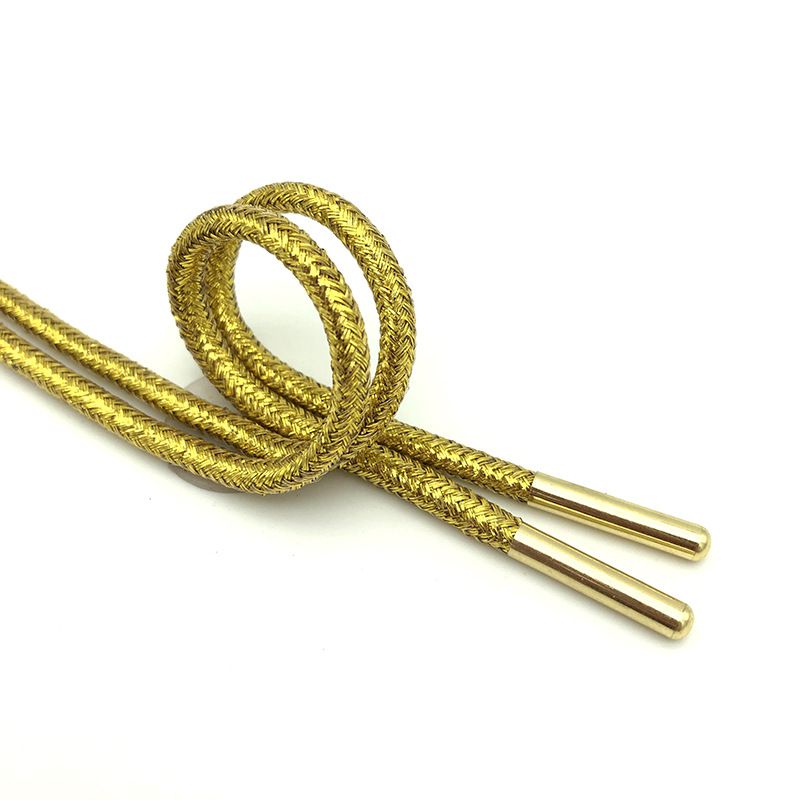 Round Metallic Shoelaces With Aglets - Gold, Silver, Black & Rainbow Colors For Sneakers & Casual Shoes (70-160cm)_viptrois.com