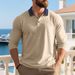 Men's Autumn Collar Polo Shirt - Breathable Pique Knit Long Sleeve Golf & Casual Wear With Contrast Trim (S-XXXL, 6 Colors)_viptrois.com