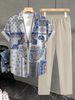 Men's Clothing Beaches And Vacations Printed Shirts And Casual Pants_viptrois.com