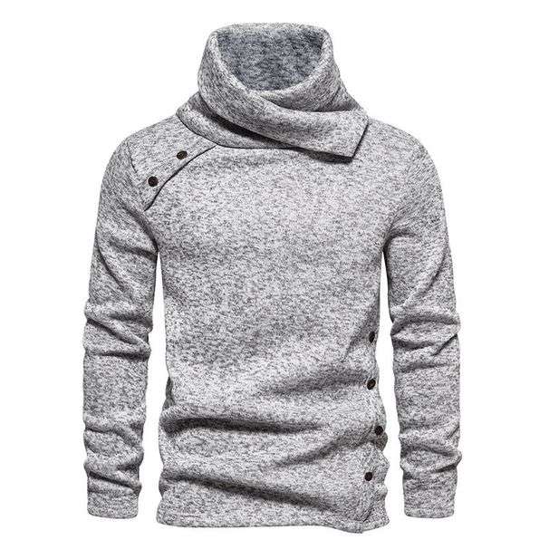 Men's Heavyweight Knit Sweater - Stacked Neck Pullover For Autumn Winter, Breathable Polyester Cotton Blend_viptrois.com
