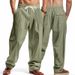 Cross-border European And American Vacation Men's Loose Linen Casual Wide-leg Trend Beach Sports Four-season Breathable Trousers_viptrois.com
