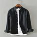 Men's Clothing Casual Long Sleeved Solid Color Simple Cotton Oxford Shirt_viptrois.com