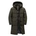 "Men's Long Down Jacket – 600FP White Duck Feather, Windproof & Lightweight (Hooded, Multi-Pocket, Slim Fit For Business Casual)"_viptrois.com