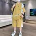Summer Ice Silk Set For Boys Teenagers Students National Trend Short Sleeve Shorts Loose Matching Outfit Trendy_viptrois.com