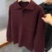 Men's Vintage Polo Knit Sweater – Classic Ribbed Collar Pullover (Old Money Aesthetic, Business Casual & Autumn Layering Essential)_viptrois.com