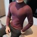 Half High Neck Sweater, Men's Slim Fit Long Sleeved Sweater, Versatile Solid Color Sweater_viptrois.com