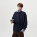 Chinese Streetwear Brand Patchwork Faux Two Piece Polo Collar Sweatshirt, Loose Oversized Design, Versatile Outerwear For Spring, Autumn And Winter._viptrois.com