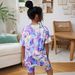 Mother & Kids INS Girls Abstract Full Print Short Sleeved Suit Round Neck Short Sleeved T Shirt Suit_viptrois.com