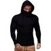 Men's Performance Hooded Turtleneck – Slim Fit Long Sleeve Base Layer With Face Mask, Gym & Streetwear Essential (Grey/Black)_viptrois.com
