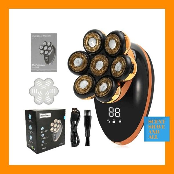 7D Head Shaver For Men IPX7 Waterproof Wet & Dry Electric Razor Grooming Kit_viptrois.com
