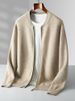 Pure Autumn Winter New Men's 100% Pure Australian Wool Warm Long Sleeve Round Neck Top Cardigan Coat_viptrois.com