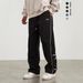 Men’s Casual Pants – Retro Loose Fit With Cosmic Embroidery, Drawstring Waist (S-XXL, 5 Colors) – Lightweight & Breathable For Summer_viptrois.com