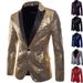 Performance Dress, Gold Sequin Korean Suit, Nightclub, Host, Emcee, Studio Jacket, Men's_viptrois.com