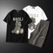 Men's Clothing station bear embroidered short-sleeved shorts suit men's brand handsome summer new men's set of matching_viptrois.com