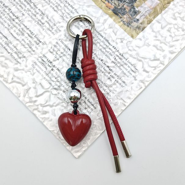 Bag Pendant Simple And Creative New Leather Rope Heart-shaped Keychain Weaving_viptrois.com