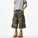 Men's Clothing Retro Heavy Washed Men's Outdoor Loose Multi Pocket Sports Camouflage Workwear Shorts Straight Leg Cropped Pants Summer_viptrois.com